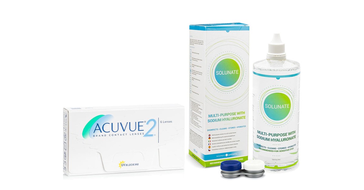 Acuvue 2 (6 Linsen) + Solunate Multi-Purpose 400 ml mit Behälter