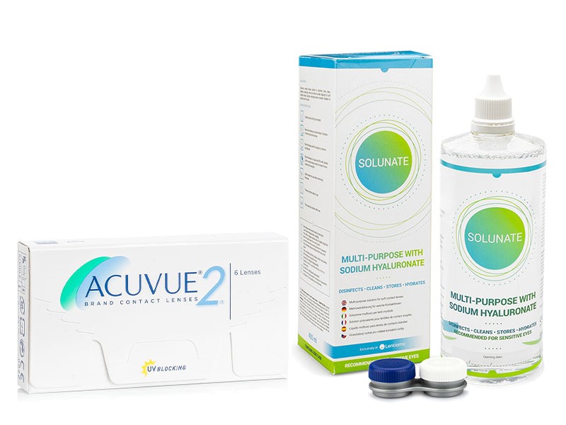 

Acuvue 2 (6 lentilles) + Solunate Multi-Purpose 400 ml avec étui
