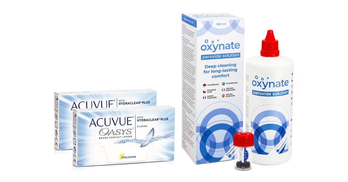 Acuvue Oasys (12 Linsen) + Oxynate Peroxide 380 ml mit Behälter