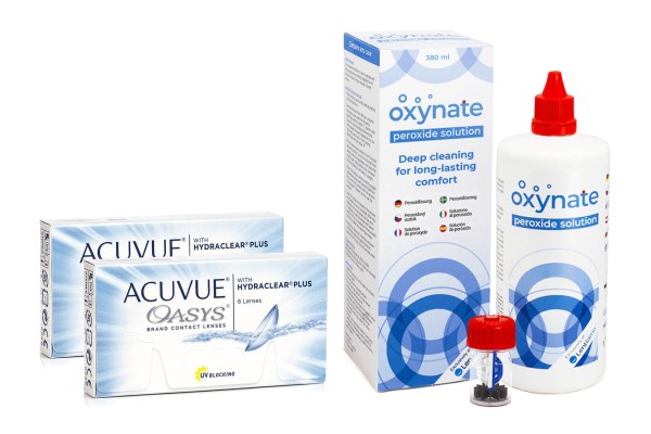 E-shop Johnson & Johnson Acuvue Oasys (12 šošoviek) + Oxynate Peroxide 380 ml s puzdrom