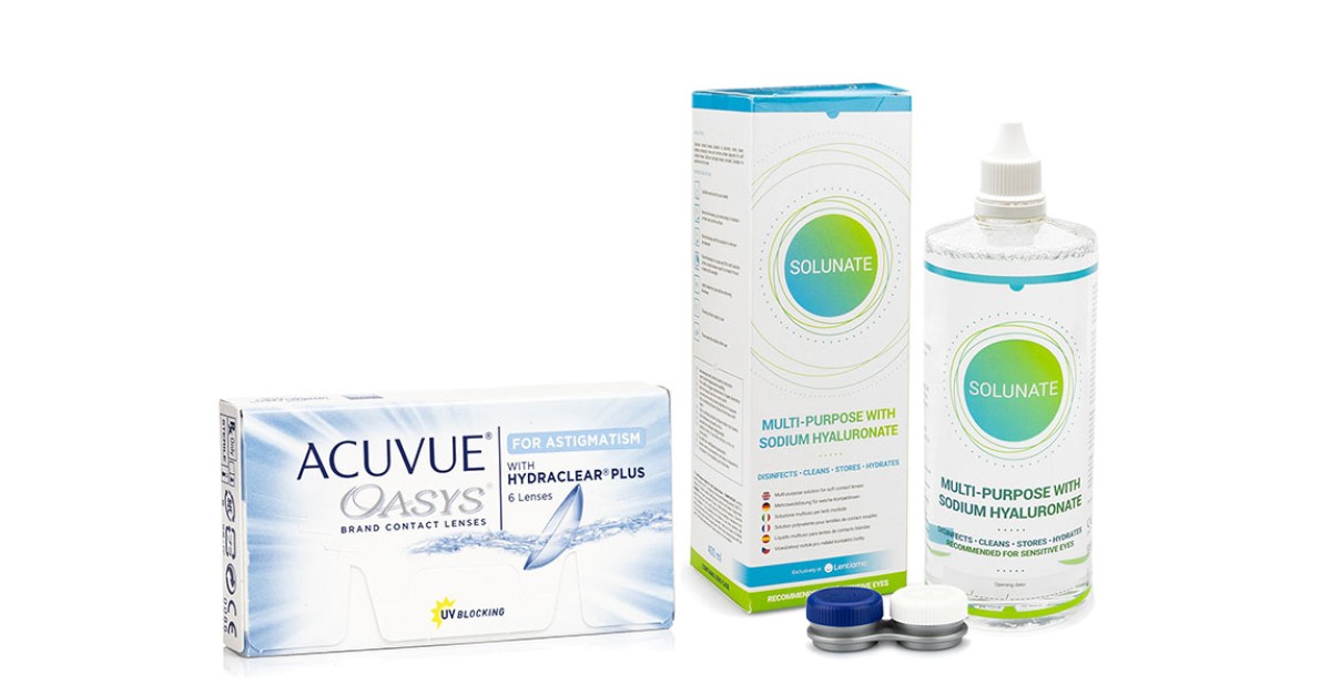 Image of Acuvue Oasys for Astigmatism (6 Linsen) + Solunate Multi-Purpose 400 ml mit Behälter