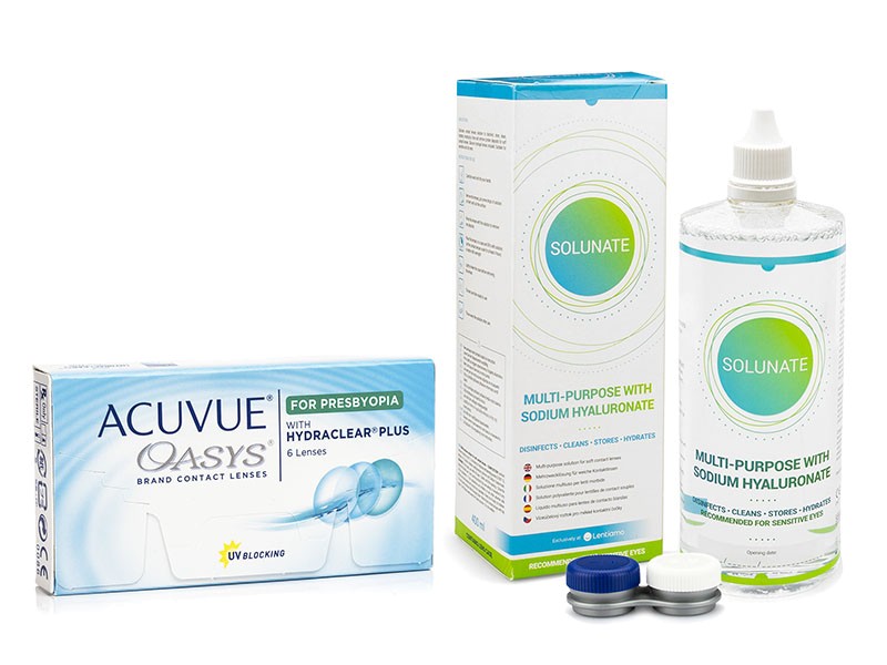 

Acuvue Oasys for Presbyopia (6 lentilles) + Solunate Multi-Purpose 400 ml avec étui