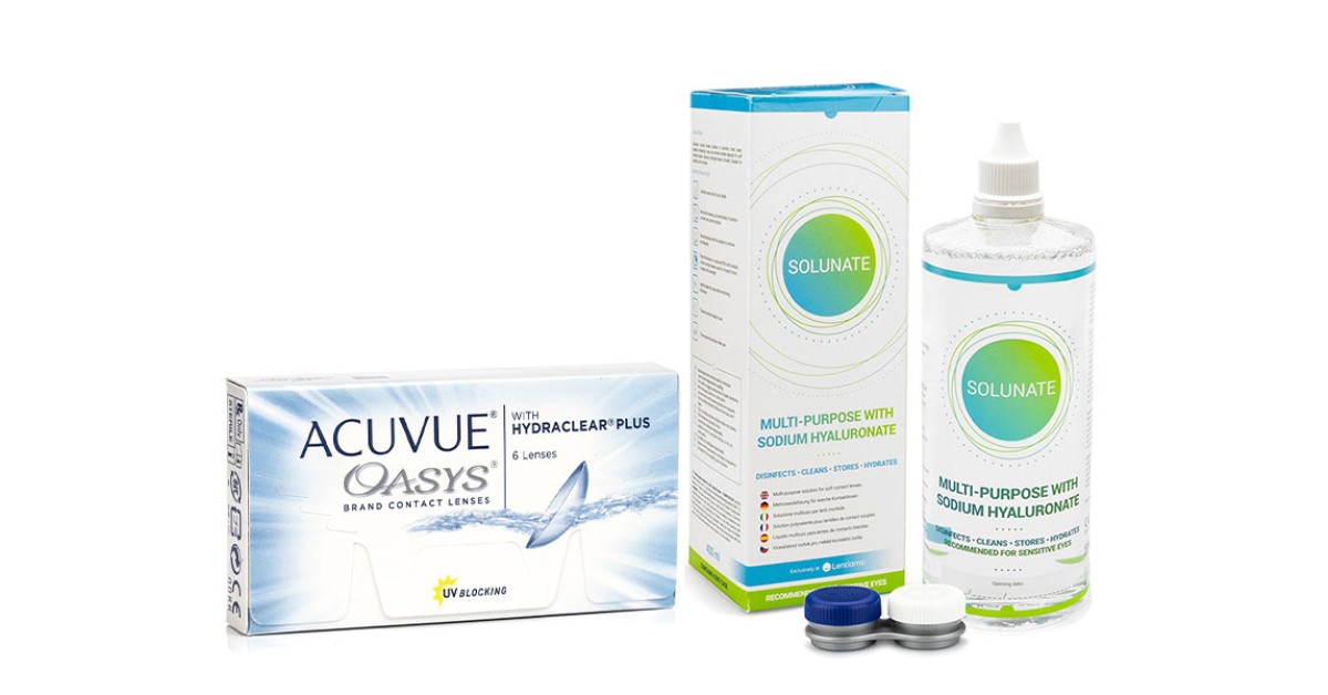 Image of Acuvue Oasys (6 lenses) + Solunate Multi-Purpose 400 ml with case