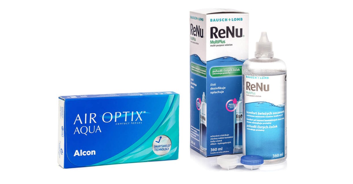 Image of Air Optix Aqua (6 lenses) + ReNu MultiPlus 360 ml with case