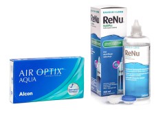 Air Optix Aqua (6 lentilles) + ReNu MultiPlus 360 ml avec étui