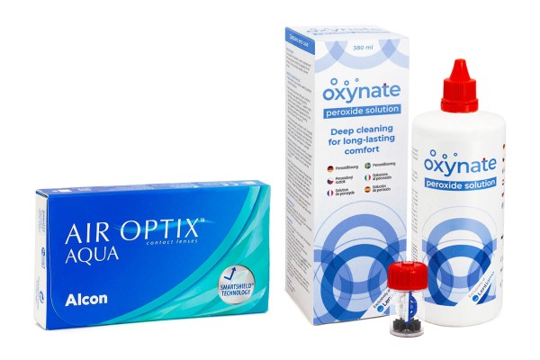 E-shop Alcon Air Optix Aqua (6 šošoviek) + Oxynate Peroxide 380 ml s puzdrom