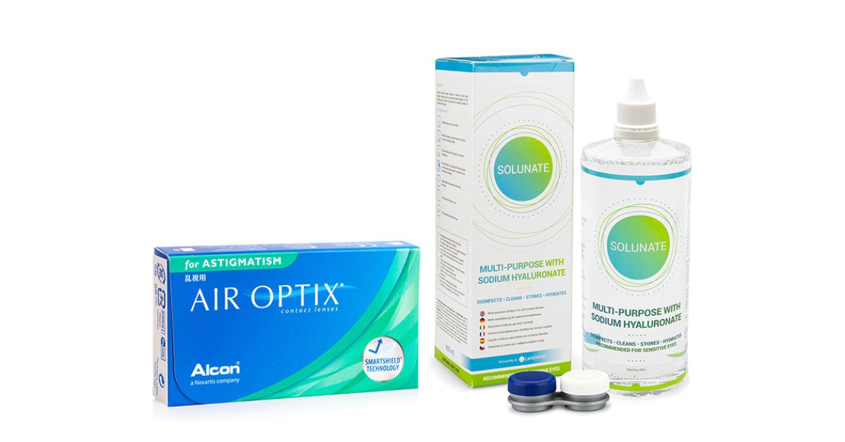 Air Optix for Astigmatism (3 lenses) +Solunate Multi-Purpose 400 ml with case