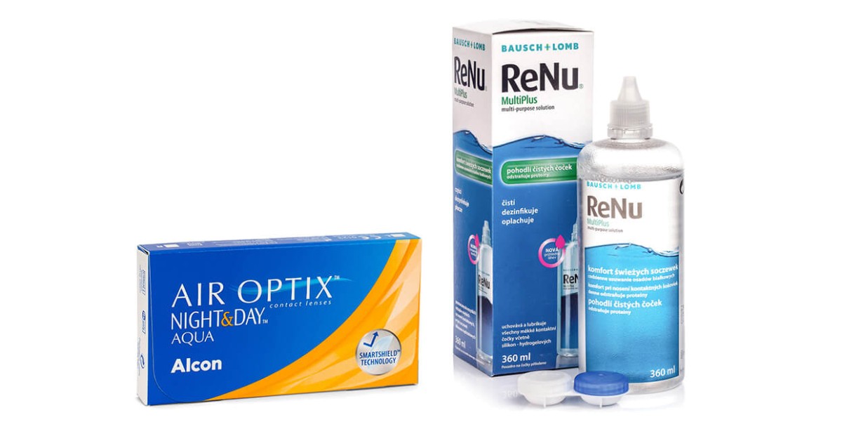 Image of Air Optix Night & Day Aqua (6 Linsen) + ReNu MultiPlus 360 ml mit Behälter
