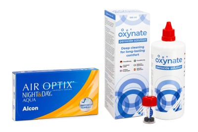 Air Optix Night Day Aqua (6 lentile) + Oxynate Peroxide 380 ml cu suport