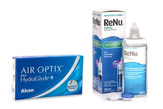 Air Optix Plus Hydraglyde (6 čoček) + ReNu MultiPlus 360 ml s pouzdrem