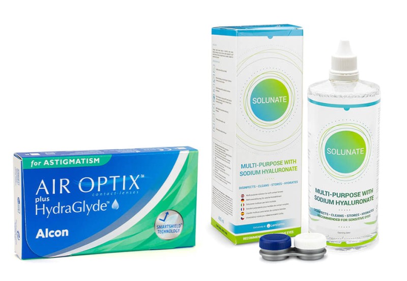 E-shop Alcon Air Optix Plus Hydraglyde for Astigmatism (6 čoček) + Solunate Multi-Purpose 400 ml s pouzdrem