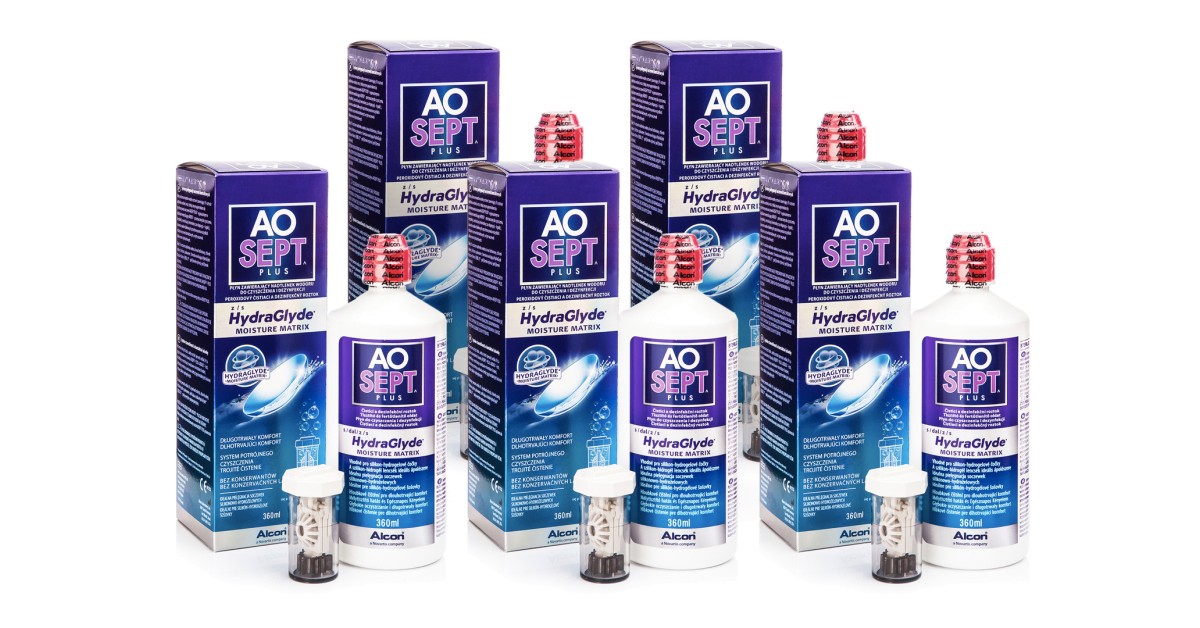 AOSEPT PLUS with Hydraglyde 5 x 360 ml with cases
