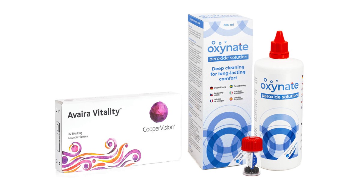 Image of Avaira Vitality (6 Linsen) + Oxynate Peroxide 380 ml mit Behälter