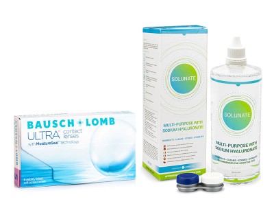 Bausch + Lomb ULTRA (6 lentile) + Solunate Multi-Purpose 400 ml cu suport