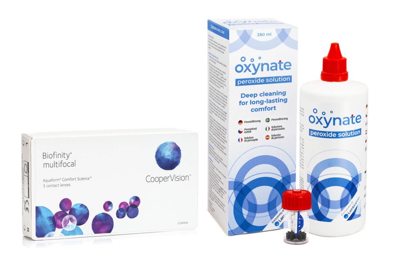 

Biofinity Multifocal CooperVision (3 lentilles) + Oxynate Peroxide 380 ml avec étui