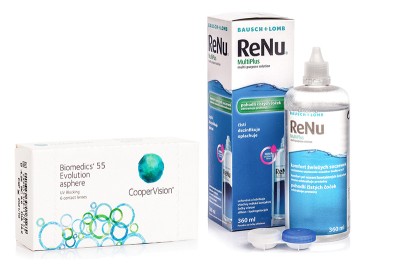 Biomedics 55 Evolution CooperVision (6 lentile) + ReNu MultiPlus (R) Multi-Purpose 360 ml cu suport lentile