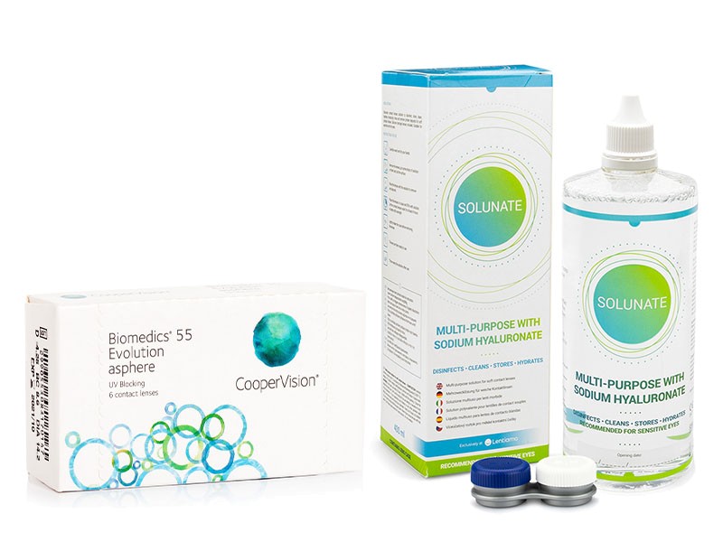 E-shop CooperVision Biomedics 55 Evolution (6 čoček) + Solunate Multi-Purpose 400 ml s pouzdrem