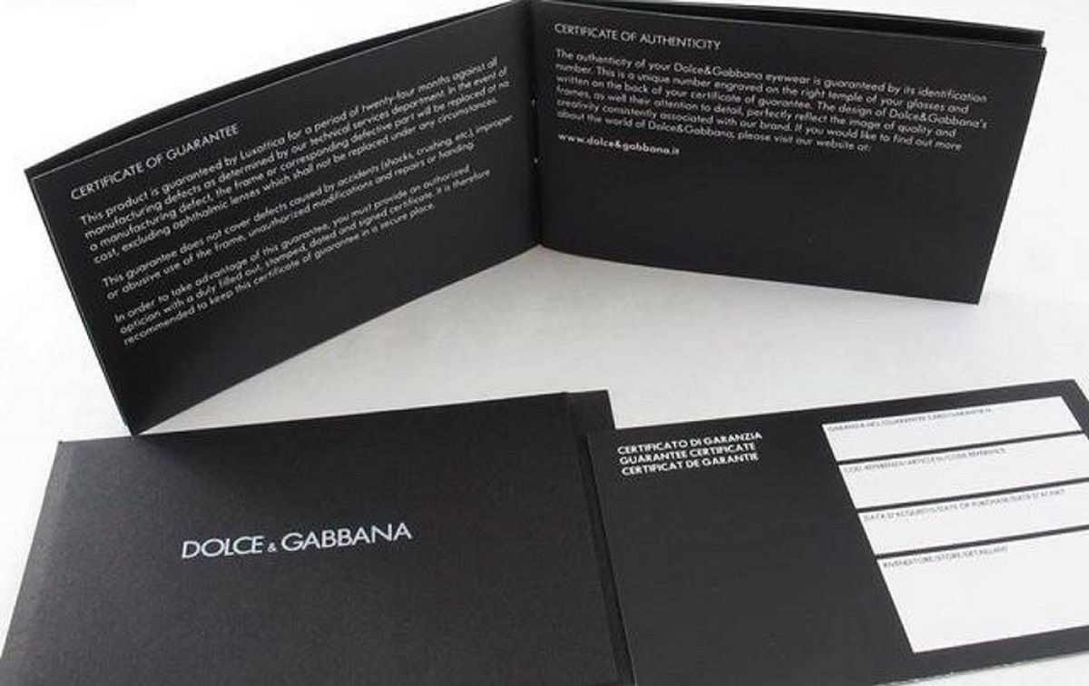 dolce and gabbana certificate of authenticity