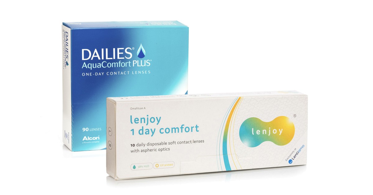 Image of DAILIES AquaComfort Plus (90 Linsen) + Lenjoy 1 Day Comfort (10 Linsen)