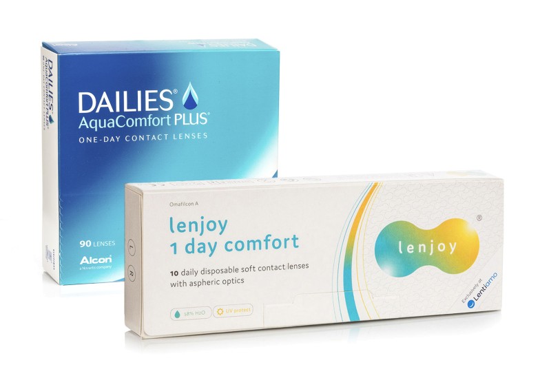 Alcon Alcon DAILIES AquaComfort Plus (90 φακοί) + Lenjoy 1 Day Comfort (10 φακοί) Ημερήσιοι Μυωπίας Υπερμετρωπίας