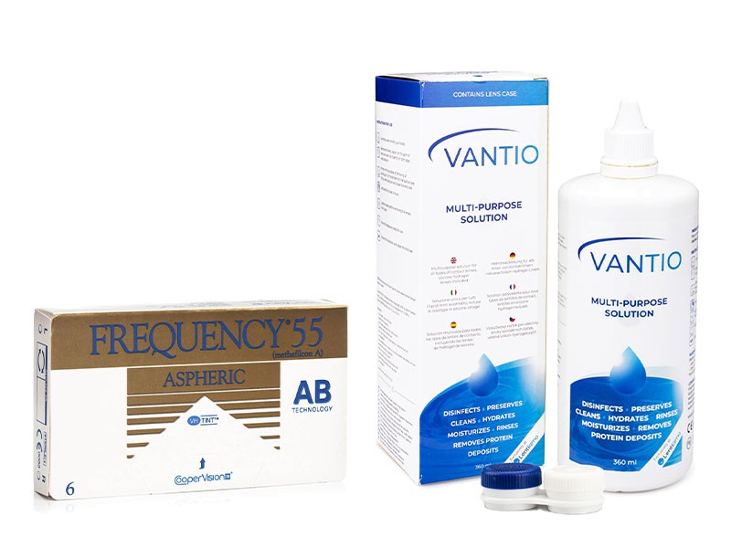 Frequency 55 Aspheric CooperVision(6 lenti) + Vantio Multi-Purpose 360 ml con portalenti