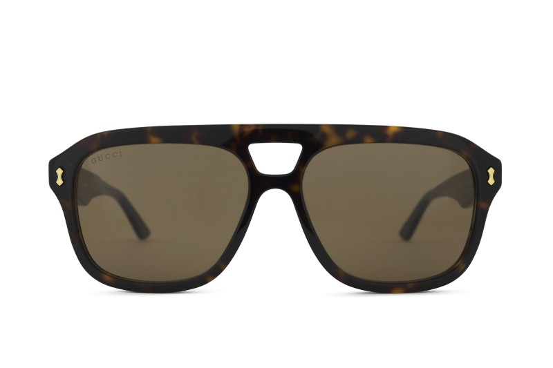 Gucci Gg1263S 006 57 - obdélníkové sluneční brýle, unisex, hnědé