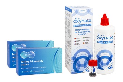 Lenjoy Bi-weekly Aqua+ (12 lentile) + Oxynate Peroxide 380 ml cu suport