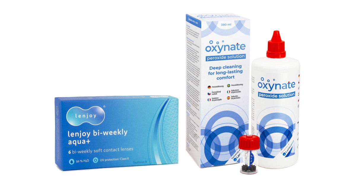 Lenjoy Bi-weekly Aqua+ (6 linser) + Oxynate Peroxide 380 ml med linsetui