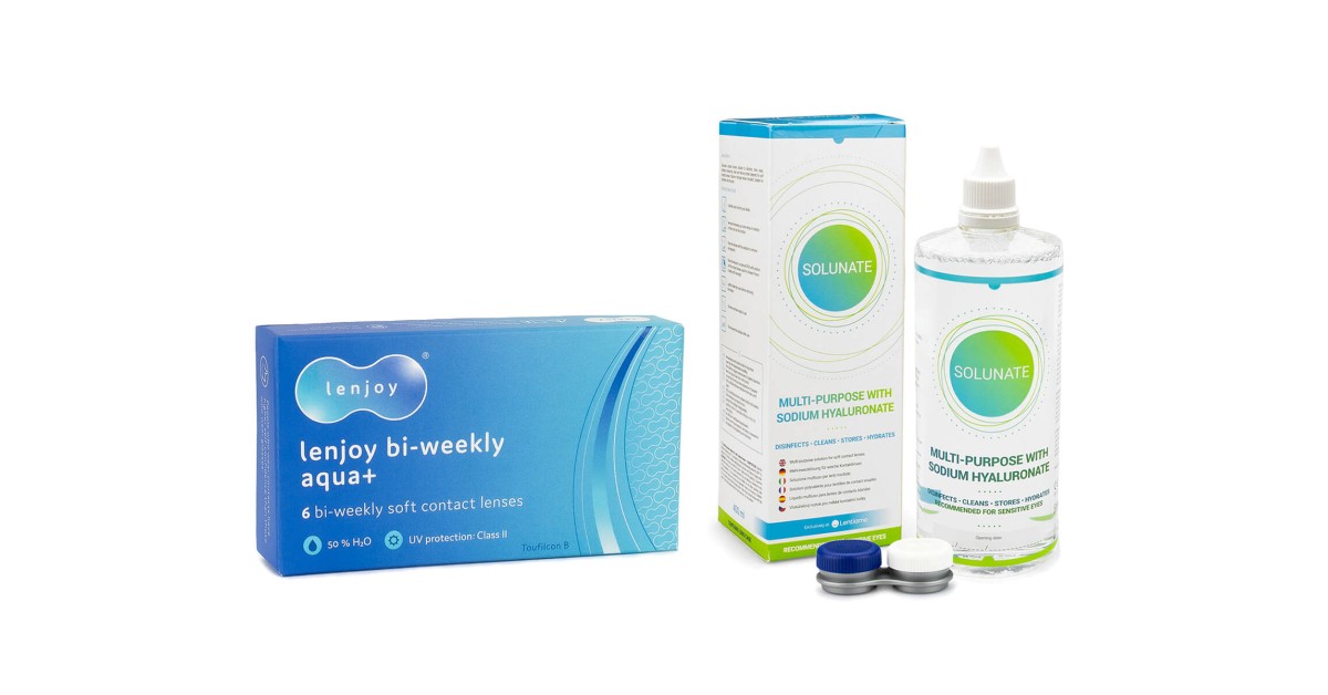 Lenjoy Bi-weekly Aqua+ (6 linser) + Solunate Multi-Purpose 400 ml med linsetui