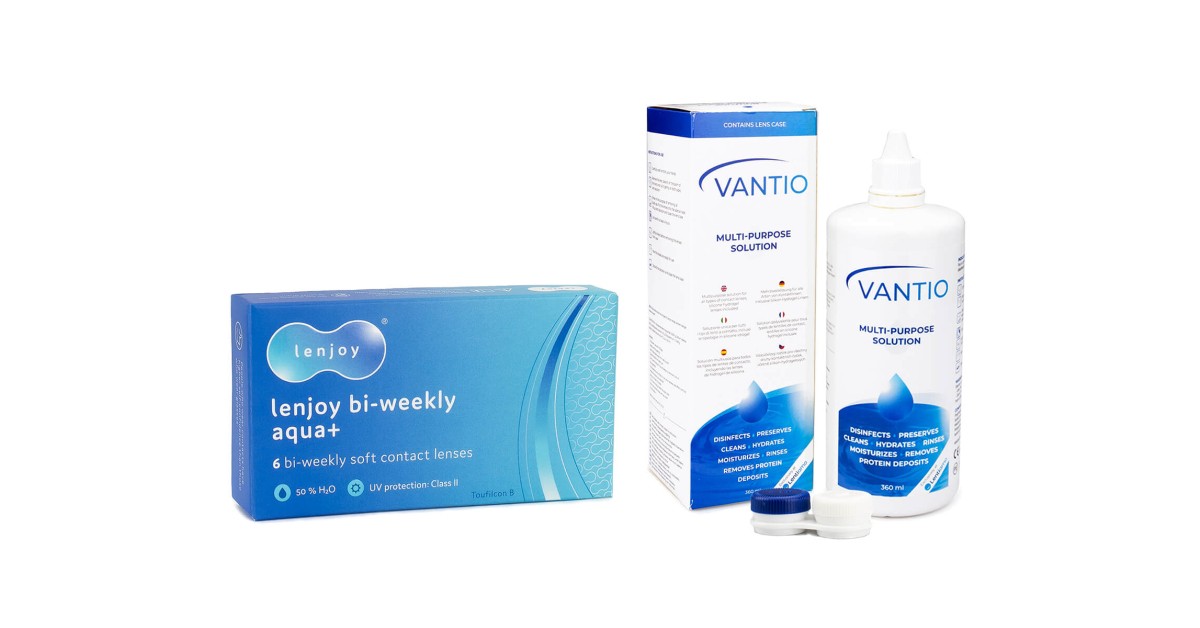 Lenjoy Bi-weekly Aqua+ (6 linser) + Vantio Multi-Purpose 360 ml med linsetui