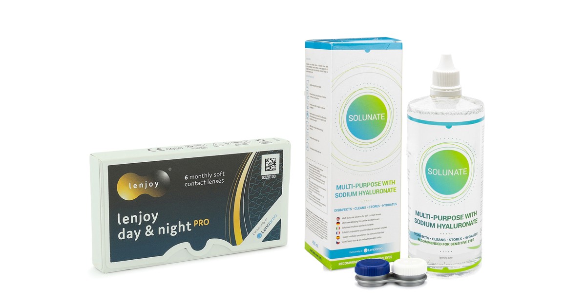 Lenjoy Day & Night PRO (6 linser) + Solunate Multi-Purpose 400 ml med linsetui