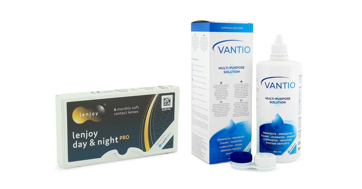 Lenjoy Day & Night PRO (6 linser) + Vantio Multi-Purpose 360 ml med linsetui