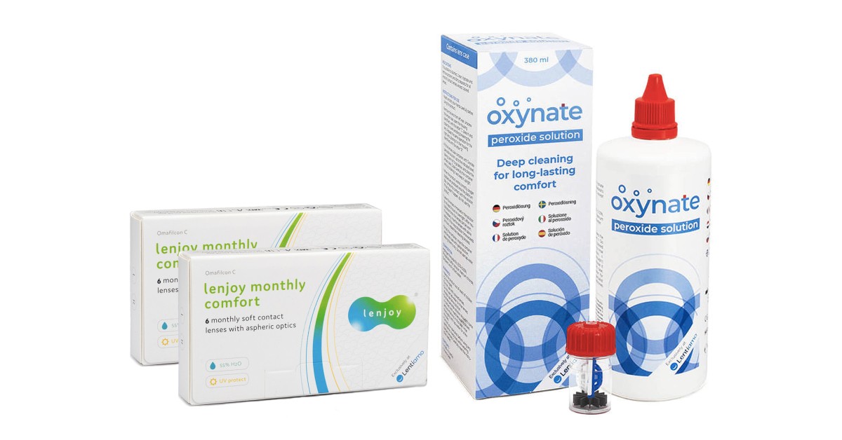 Lenjoy Monthly Comfort (12 Linsen) + Oxynate Peroxide 380 ml mit Behälter