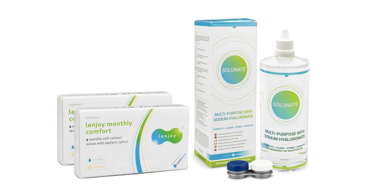 Lenjoy Monthly Comfort (12 Linsen) + Solunate Multi-Purpose 400 ml mit Behälter