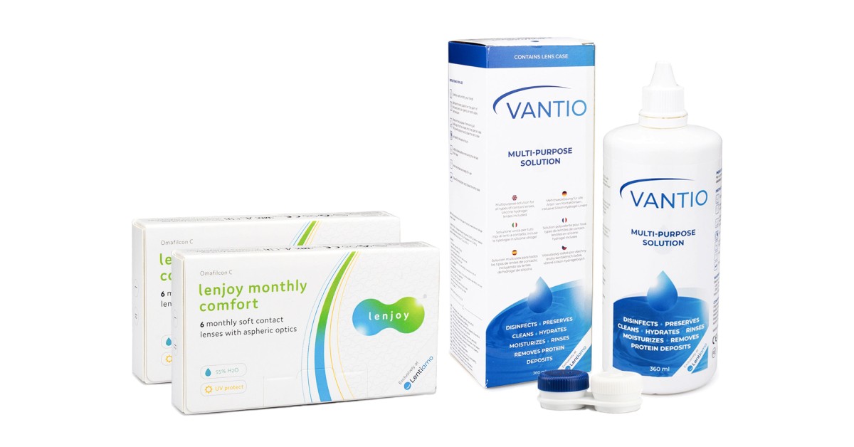 Lenjoy Monthly Comfort (12 Linsen) + Vantio Multi-Purpose 360 ml mit Behälter