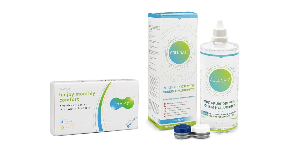 Lenjoy Monthly Comfort (6 Linsen) + Solunate Multi-Purpose 400 ml mit Behälter