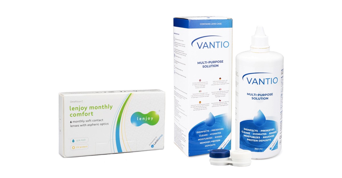 Lenjoy Monthly Comfort (6 lenses) + Vantio Multi-Purpose 360 ml with case