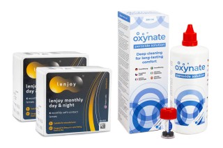Lenjoy Monthly Day & Night (12 čoček) + Oxynate Peroxide 380 ml s pouzdrem