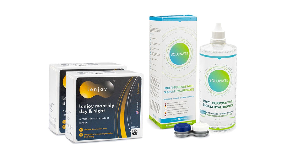 Lenjoy Monthly Day & Night (12 Linsen) + Solunate Multi-Purpose 400 ml mit Behälter