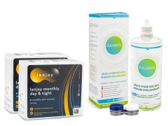Lenjoy Monthly Day & Night (12 lenti) + Solunate Multi-Purpose 400 ml con portalenti