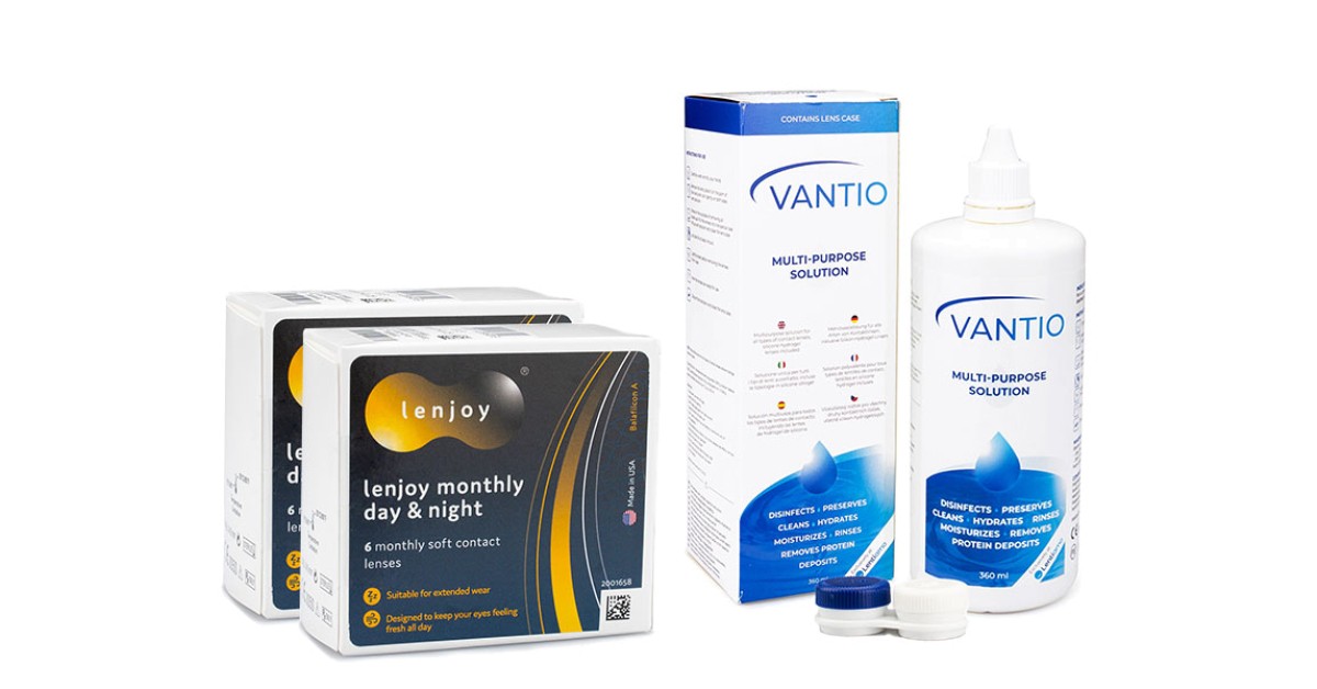 Lenjoy Monthly Day & Night (12 Linsen) + Vantio Multi-Purpose 360 ml mit Behälter