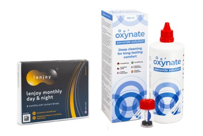 Bausch & Lomb Lenjoy Monthly Day & Night (3 čočky) + Oxynate Peroxide 380 ml s pouzdrem