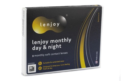 Lenjoy Monthly Day &amp; Night (3 lenses) Bausch &amp; Lomb Extended Wear Contact Lenses silicone hydrogel single vision
