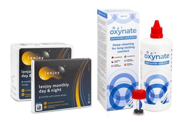 E-shop Bausch & Lomb Lenjoy Monthly Day & Night (9 šošoviek) + Oxynate Peroxide 380 ml s puzdrom