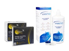 Lenjoy Monthly Day & Night (9 lenses) + Vantio Multi-Purpose 360 ml with case
