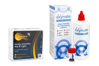 Lenjoy Monthly Day & Night (6 čoček) + Oxynate Peroxide 380 ml s pouzdrem