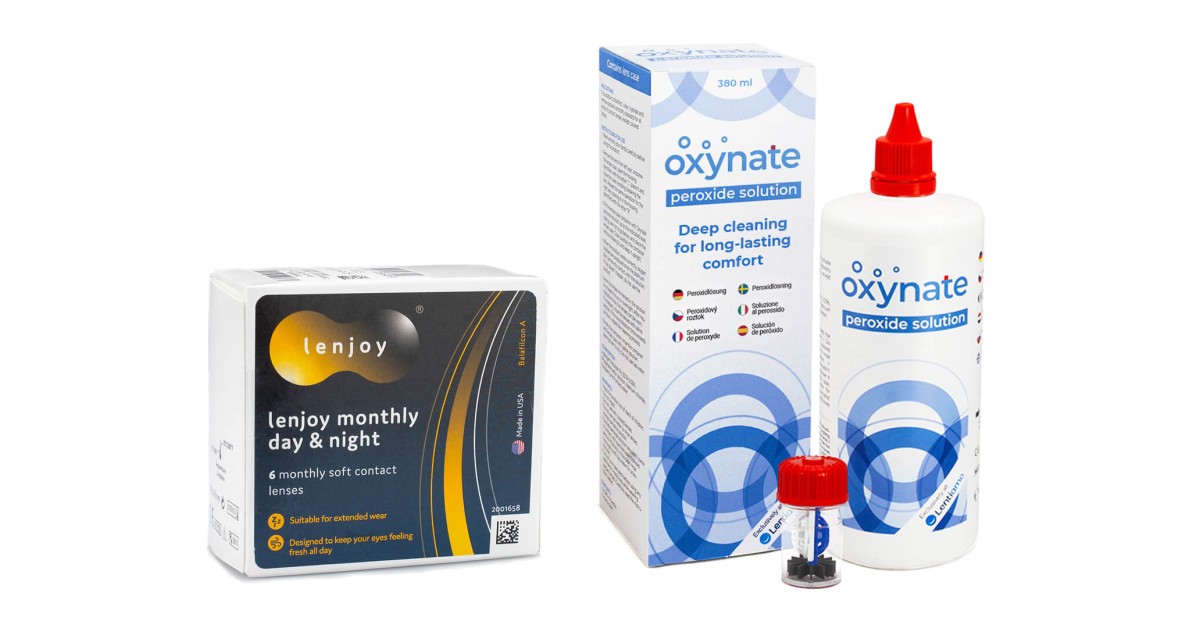Lenjoy Monthly Day & Night (6 lenti) + Oxynate Peroxide 380 ml con portalenti