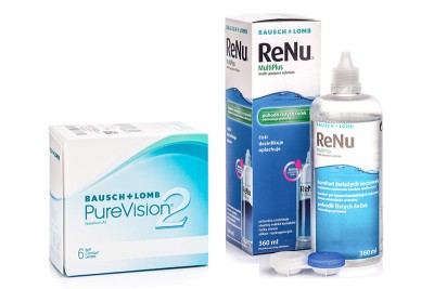 PureVision 2 (6 lentile) + ReNu MultiPlus 360 ml cu suport lentile