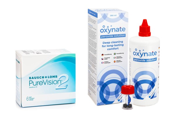E-shop Bausch & Lomb PureVision 2 (6 šošoviek) + Oxynate Peroxide 380 ml s puzdrom
