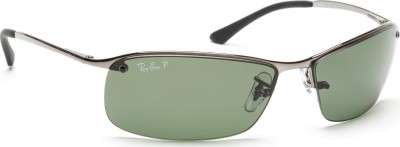 Ray-Ban RB3183 004/9A Sonnenbrille für Herren, rechteckige polarisierte Gläser in Grau, silberner Metallrahmen, Größe Groß - Image 15